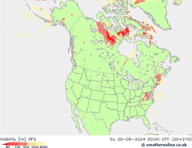 Visibility GFS Su 29.09.2024 00 UTC