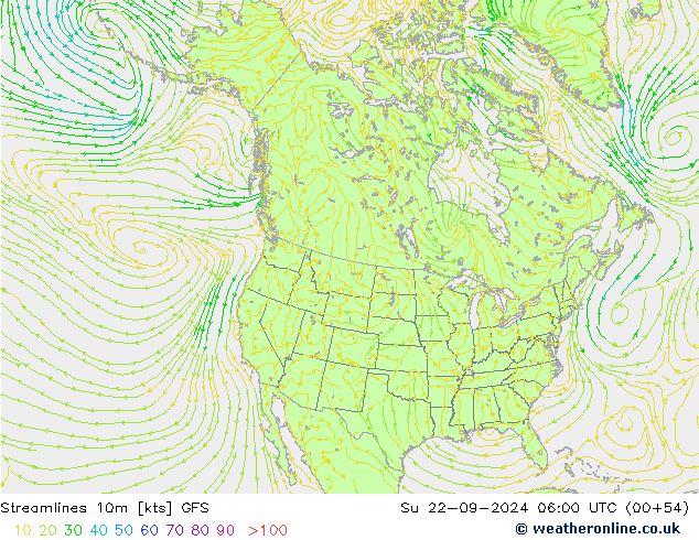 Streamlines 10m GFS Su 22.09.2024 06 UTC