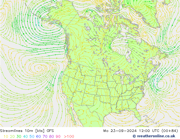 Stromlinien 10m GFS Mo 23.09.2024 12 UTC