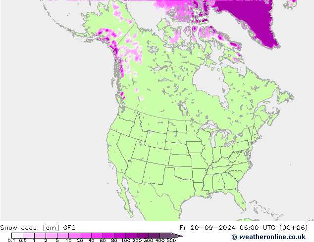 Snow accu. GFS 星期五 20.09.2024 06 UTC