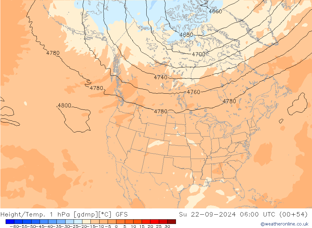 Height/Temp. 1 hPa GFS nie. 22.09.2024 06 UTC