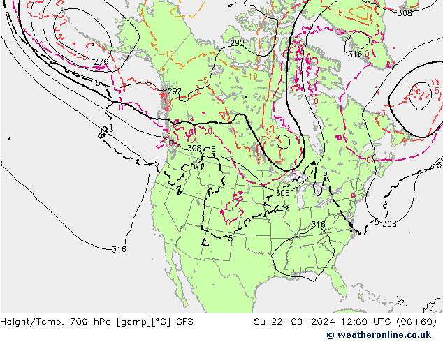 Height/Temp. 700 hPa GFS Su 22.09.2024 12 UTC