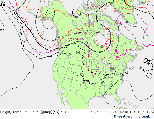 Height/Temp. 700 гПа GFS ср 25.09.2024 06 UTC