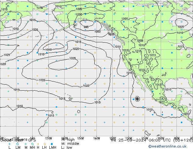 Cloud layer GFS mer 25.09.2024 06 UTC