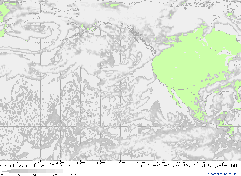 Cloud cover (low) GFS Fr 27.09.2024 00 UTC