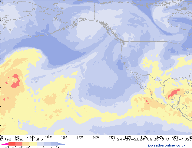 Lifted Index GFS wto. 24.09.2024 06 UTC