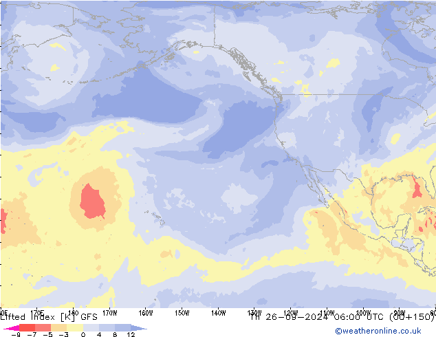 Lifted Index GFS чт 26.09.2024 06 UTC