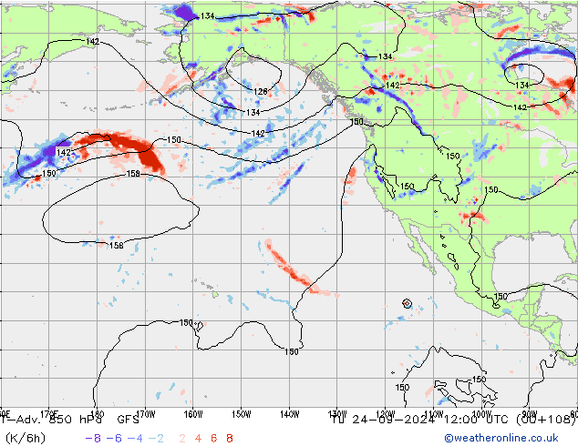 T-Adv. 850 hPa GFS Tu 24.09.2024 12 UTC