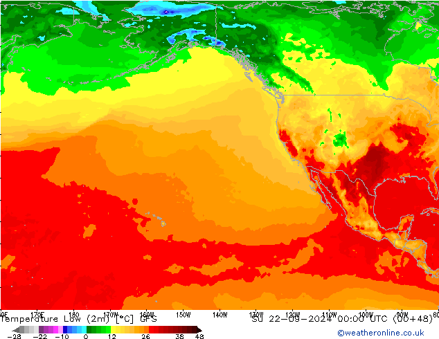 Min.temperatuur (2m) GFS zo 22.09.2024 00 UTC