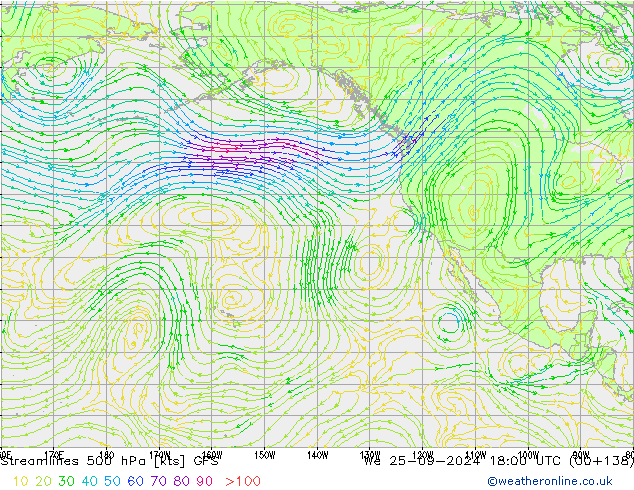 Streamlines 500 hPa GFS St 25.09.2024 18 UTC