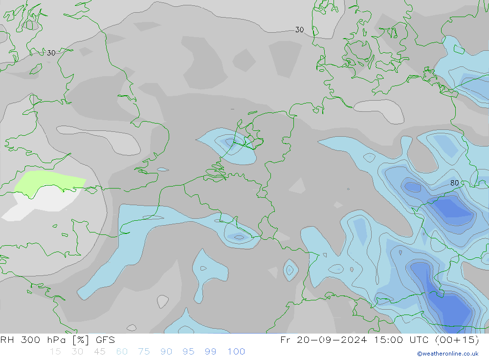 RH 300 hPa GFS Sex 20.09.2024 15 UTC