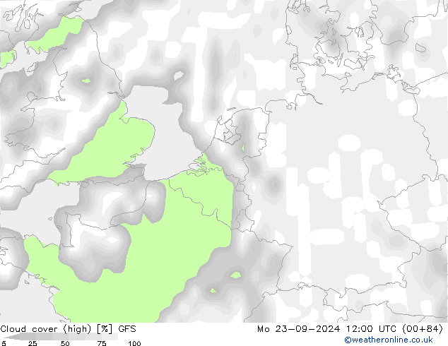 Wolken (hoch,mittel,tief) GFS Mo 23.09.2024 12 UTC