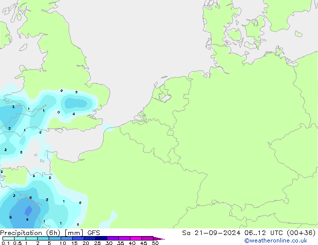 Nied. akkumuliert (6Std) GFS Sa 21.09.2024 12 UTC