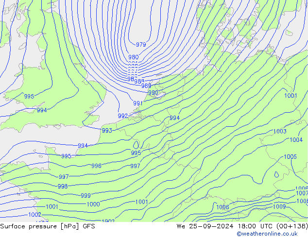 Luchtdruk (Grond) GFS wo 25.09.2024 18 UTC