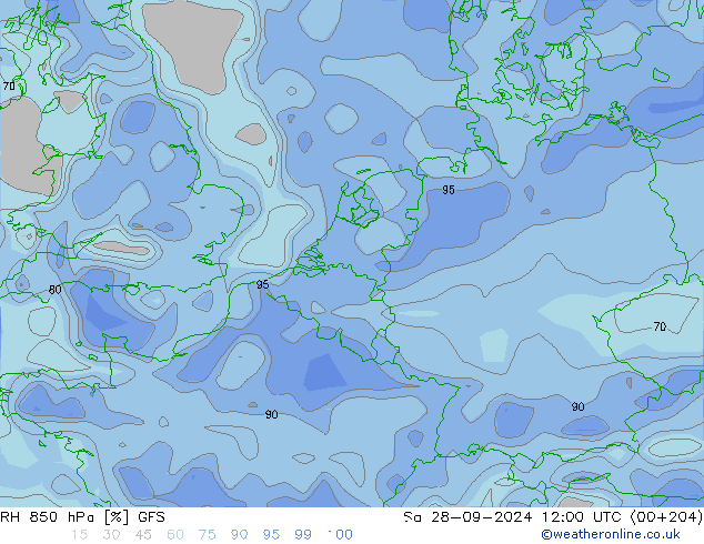 RH 850 hPa GFS  28.09.2024 12 UTC