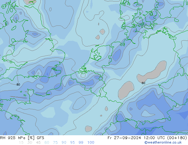 RH 925 hPa GFS Sex 27.09.2024 12 UTC