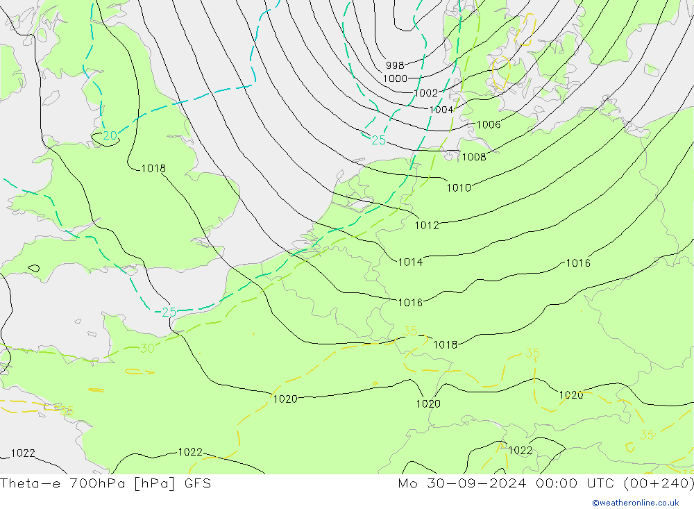 Theta-e 700hPa GFS September 2024