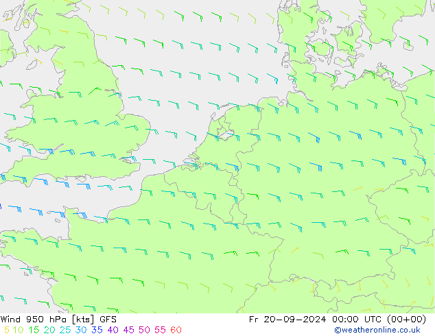 Wind 950 hPa GFS Fr 20.09.2024 00 UTC