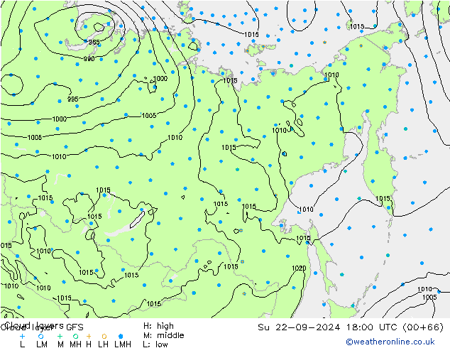 Wolkenschichten GFS So 22.09.2024 18 UTC