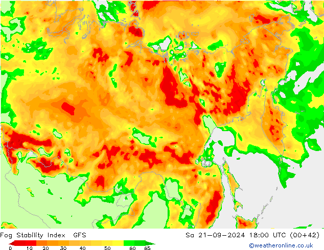 Fog Stability Index GFS Sa 21.09.2024 18 UTC