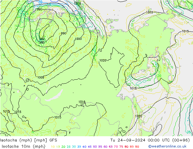 Isotachs (mph) GFS Tu 24.09.2024 00 UTC