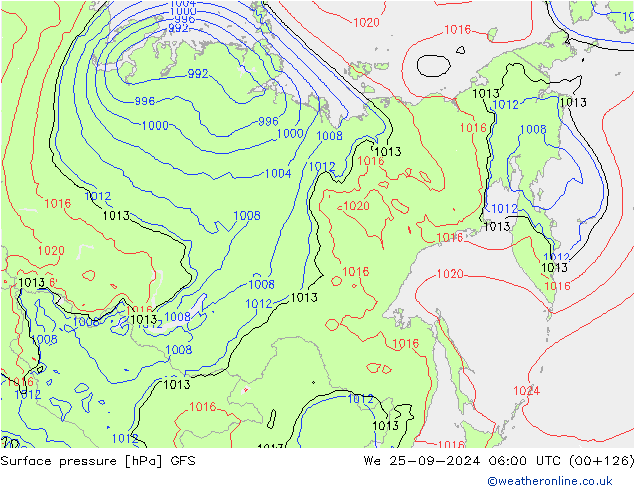 Surface pressure GFS We 25.09.2024 06 UTC