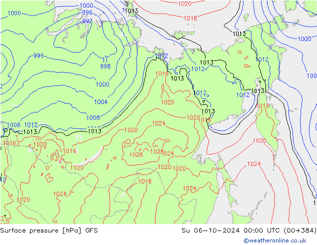 Luchtdruk (Grond) GFS zo 06.10.2024 00 UTC