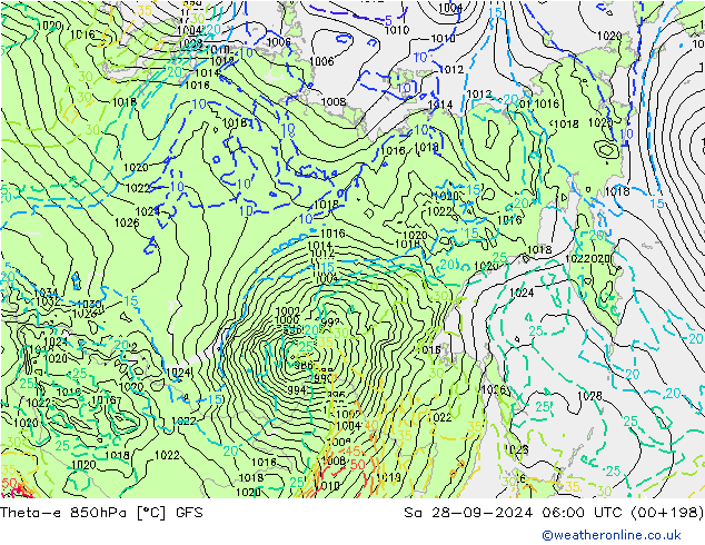 Theta-e 850hPa GFS  28.09.2024 06 UTC