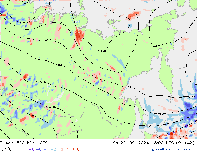 T-Adv. 500 hPa GFS Sa 21.09.2024 18 UTC