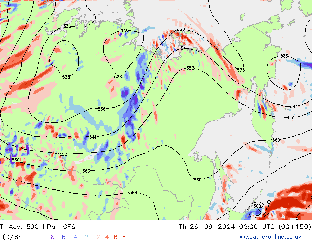 T-Adv. 500 hPa GFS Th 26.09.2024 06 UTC