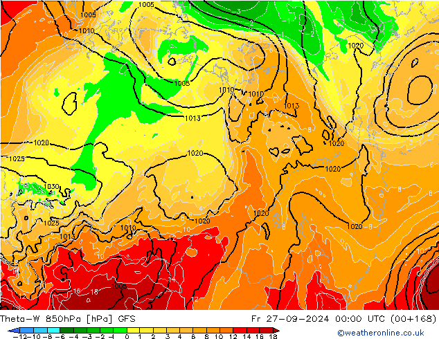 Theta-W 850hPa GFS Cu 27.09.2024 00 UTC