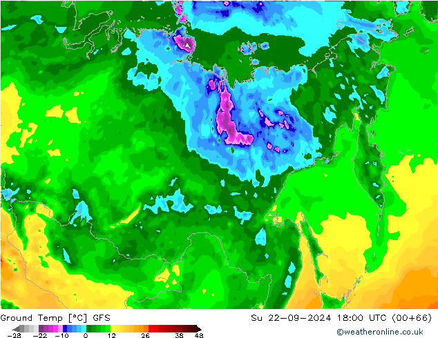 Temp. gruntu GFS nie. 22.09.2024 18 UTC