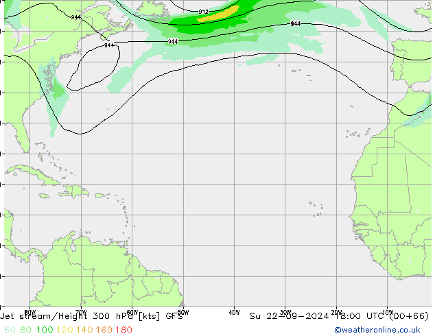 Jet stream GFS Dom 22.09.2024 18 UTC