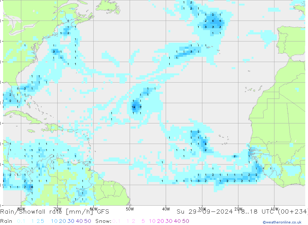 Rain/Snowfall rate GFS Su 29.09.2024 18 UTC