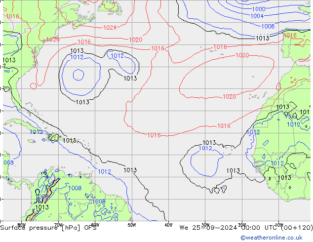 pression de l'air GFS mer 25.09.2024 00 UTC