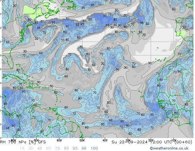 RH 700 гПа GFS Вс 22.09.2024 12 UTC