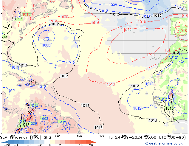 SLP tendency GFS Tu 24.09.2024 00 UTC