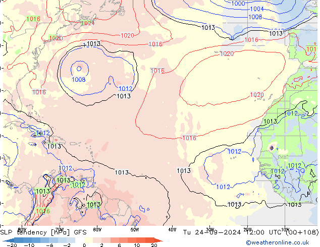 Druktendens (+/-) GFS di 24.09.2024 12 UTC