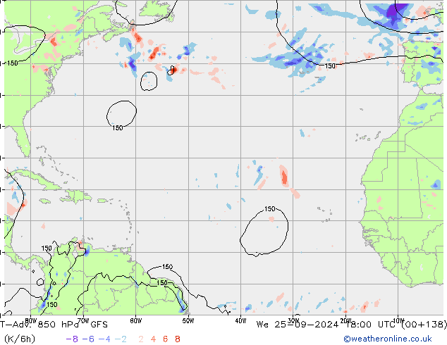 T-Adv. 850 hPa GFS St 25.09.2024 18 UTC