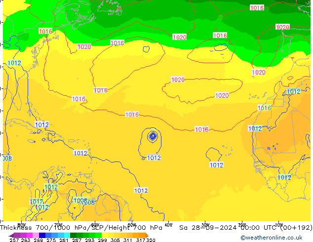 Thck 700-1000 hPa GFS so. 28.09.2024 00 UTC