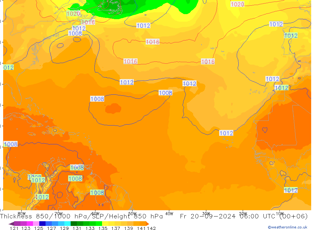 850-1000 hPa Kalınlığı GFS Cu 20.09.2024 06 UTC