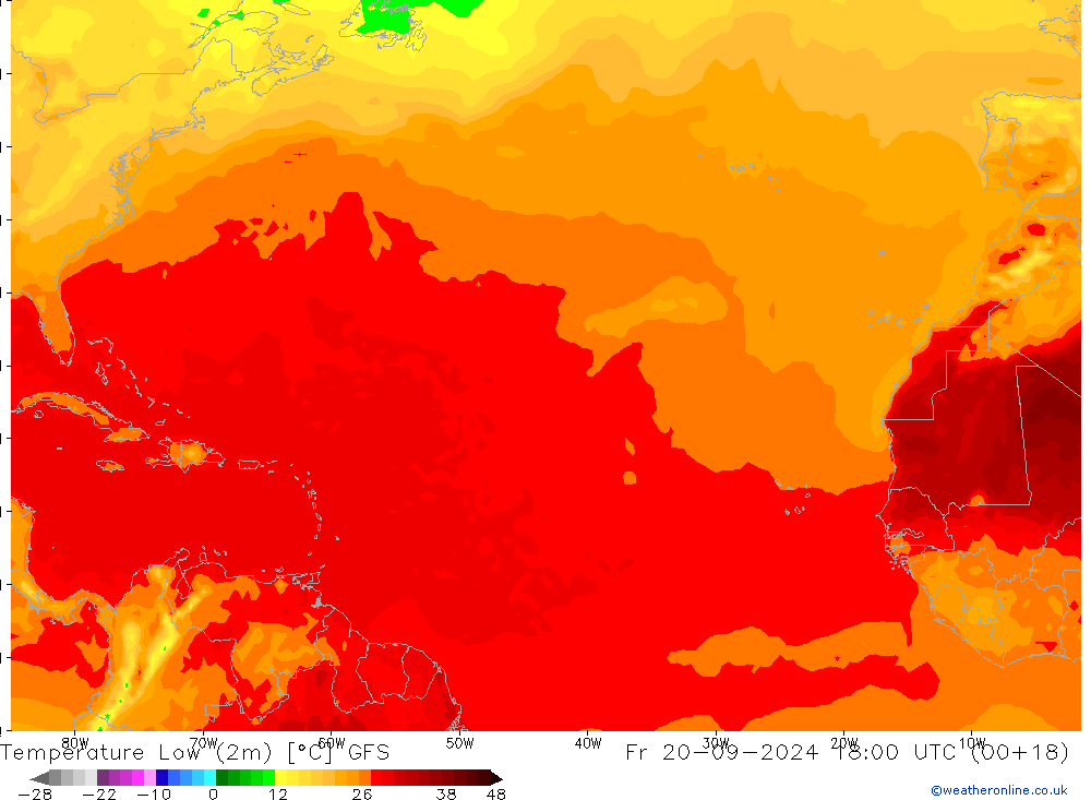 Темпер. мин. (2т) GFS пт 20.09.2024 18 UTC