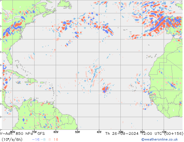V-Adv. 850 гПа GFS чт 26.09.2024 12 UTC