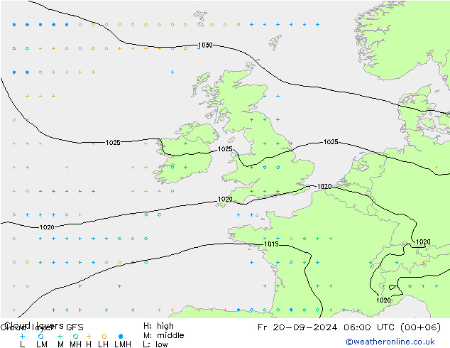 Cloud layer GFS Fr 20.09.2024 06 UTC