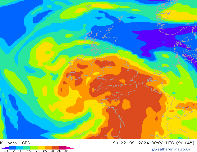 K-Index GFS nie. 22.09.2024 00 UTC