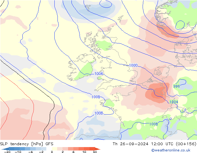 SLP tendency GFS Th 26.09.2024 12 UTC