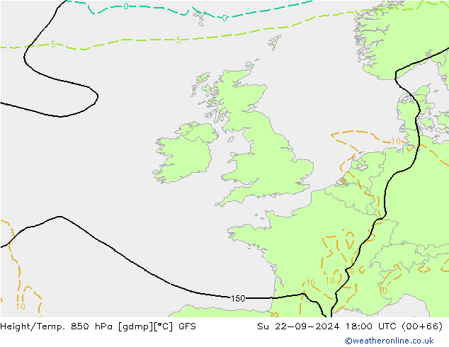 Height/Temp. 850 hPa GFS Su 22.09.2024 18 UTC