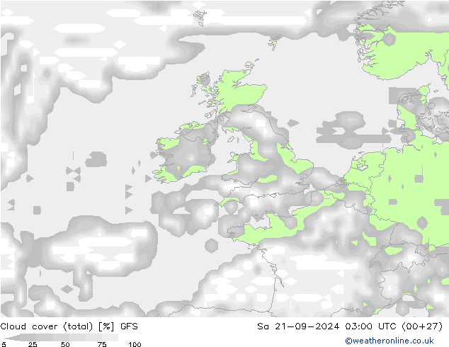 Wolken (gesamt) GFS Sa 21.09.2024 03 UTC