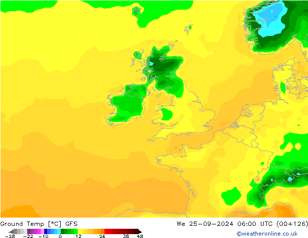 Ground Temp GFS We 25.09.2024 06 UTC