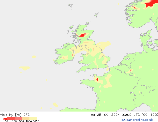 Dohlednost GFS St 25.09.2024 00 UTC